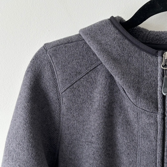 LL Bean Gray Sweater Fleece Hooded Zip Up Coat - Picture 5 of 16